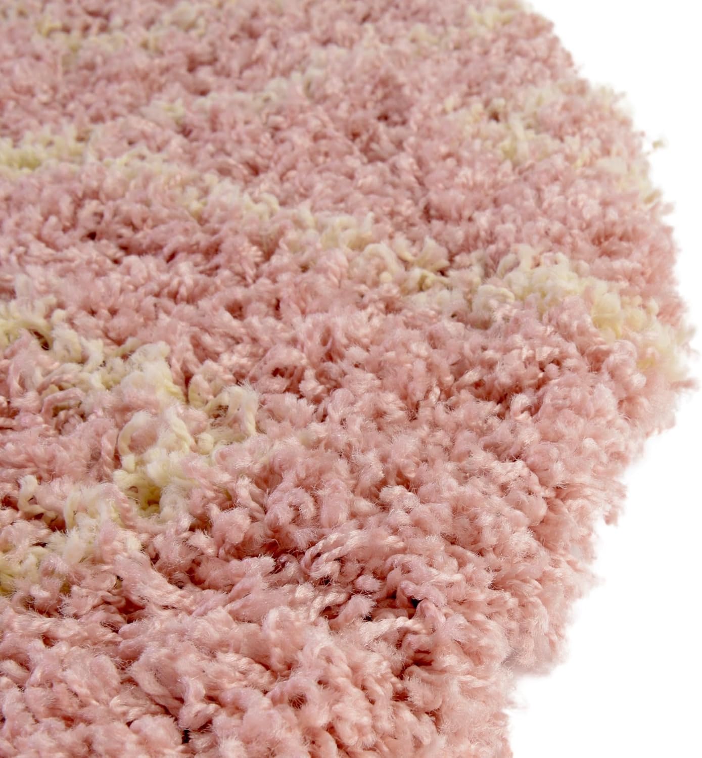 Rugs.com Lattice Shag Collection Rug – 3 Ft Round Light Pink Shag-Pile Rug Perfect for Kitchens, Dining Rooms