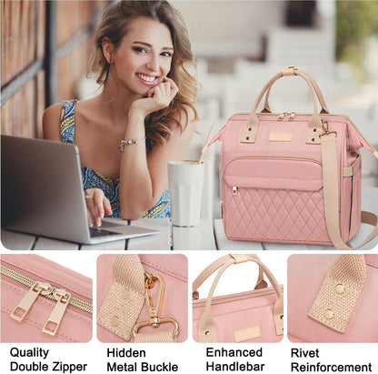 AIJIEKE Large Insulated Lunch Bag for Women, Stylish Leakproof Lunch Box for Work with Multi-Pockets & Adjustable Strap, Reusable Thermal Lunch Tote Cooler for Adult, Picnic, Beach, Pink