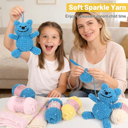 Katech Velvet Chenille Yarn for Crocheting-6 Pack of 100g/3.53oz-#6 Super Bulky Sparkle Chenille Yarn for Knitting, Chunky Plush Baby Blanket Yarns, Ideal for Blankets, Dolls, Bags (Pale Pink)