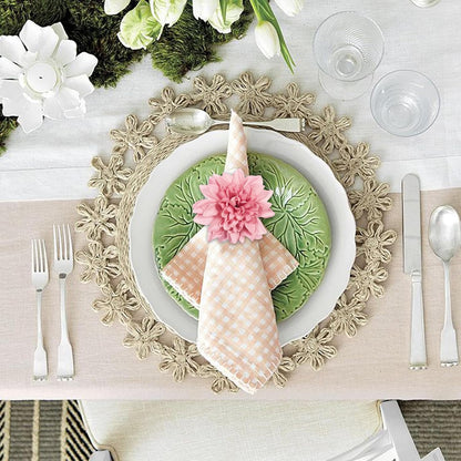 wonlex Farmhouse Flower Napkin Rings Set of 8, Faux Pink Dahlia Napkin Ring, Natural Serviette Buckles Holder for Gift,Table Decoration, Family Dinner, Union (Dahlia - Pink)