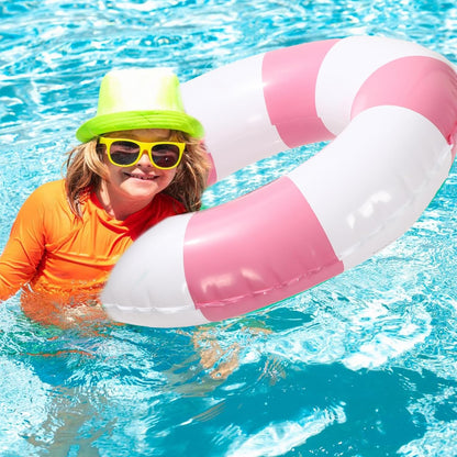 JarThenaAMCS 12 Pcs Inflatable Swimming Float Toy Swim Ring Striped Print Pool Lounger Tube