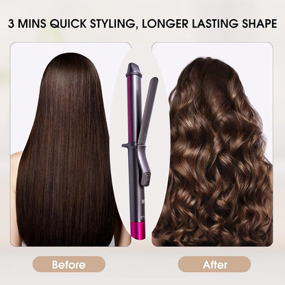 Nycoba Curling Iron, 1 1/4 Inch Hair Curling Wand with Ceramic Coating, Professional Hair Curler, Fast Heating up to 430°F, Wide Voltage for Worldwide, 60 Mins Auto Off, Pink