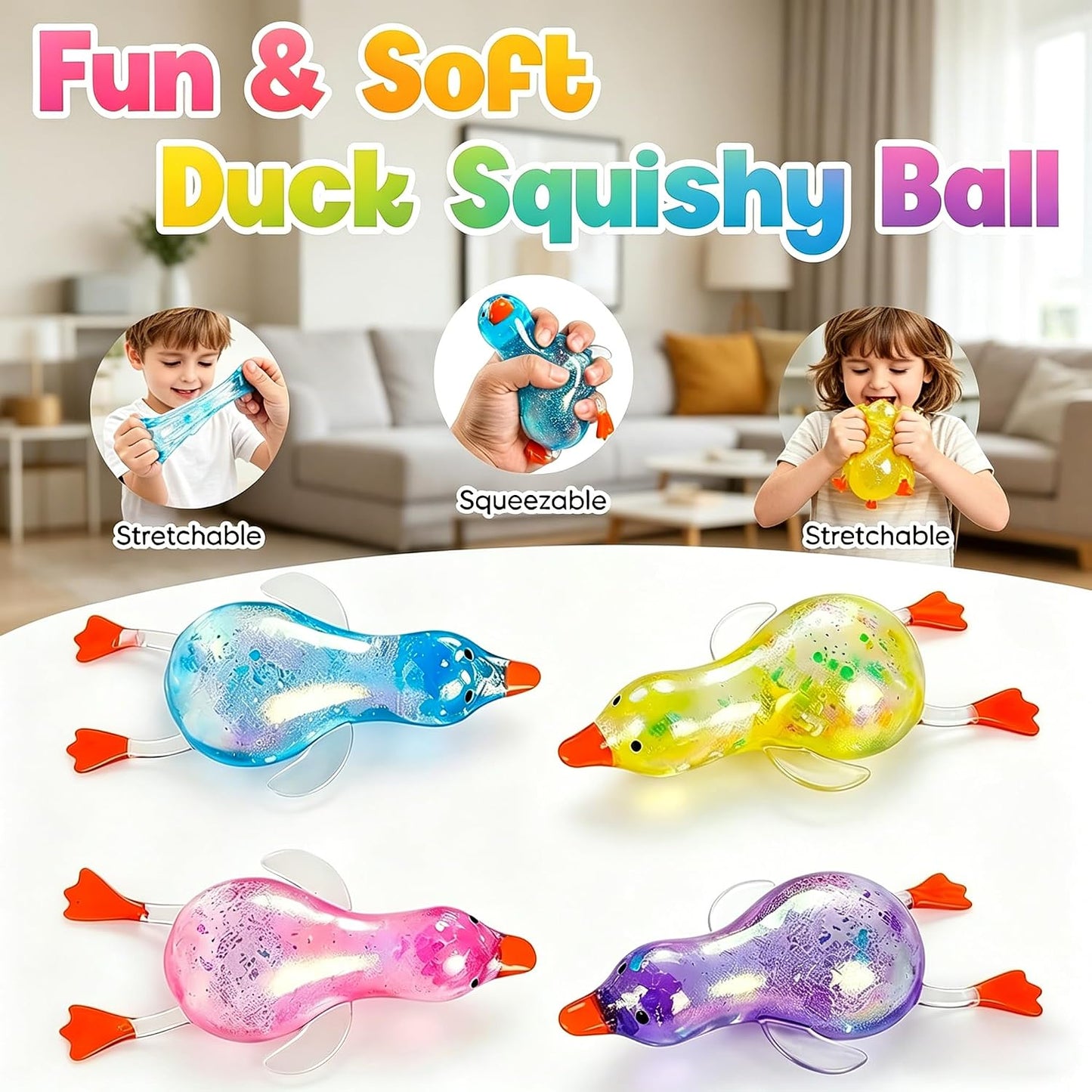 Cute Duck Squishy Sugar Stress Ball,Soft Duck Stress Relief Sugar Ball Toys and Moldable Slow Rise Relaxing Sensory Fidget Stress (Pink)