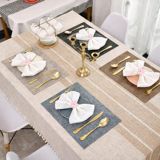 Flower Napkin Rings Set of 8, European Palace-Style Glaze, High-Temperature Fired Ideal for Photography Props, Ribbon Clips, or Curtain Tiebacks, Weddings/Birthdays (Pink)