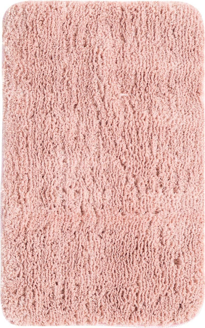 Rugs.com Bano Luxe Bath Mat Collection Rug – 2' x 3' Cotton Candy Pink Machine Washable Shag Bath Mat, Extra Soft and Absorbent, Non-Slip, Quick Dry, Perfect for Bathroom