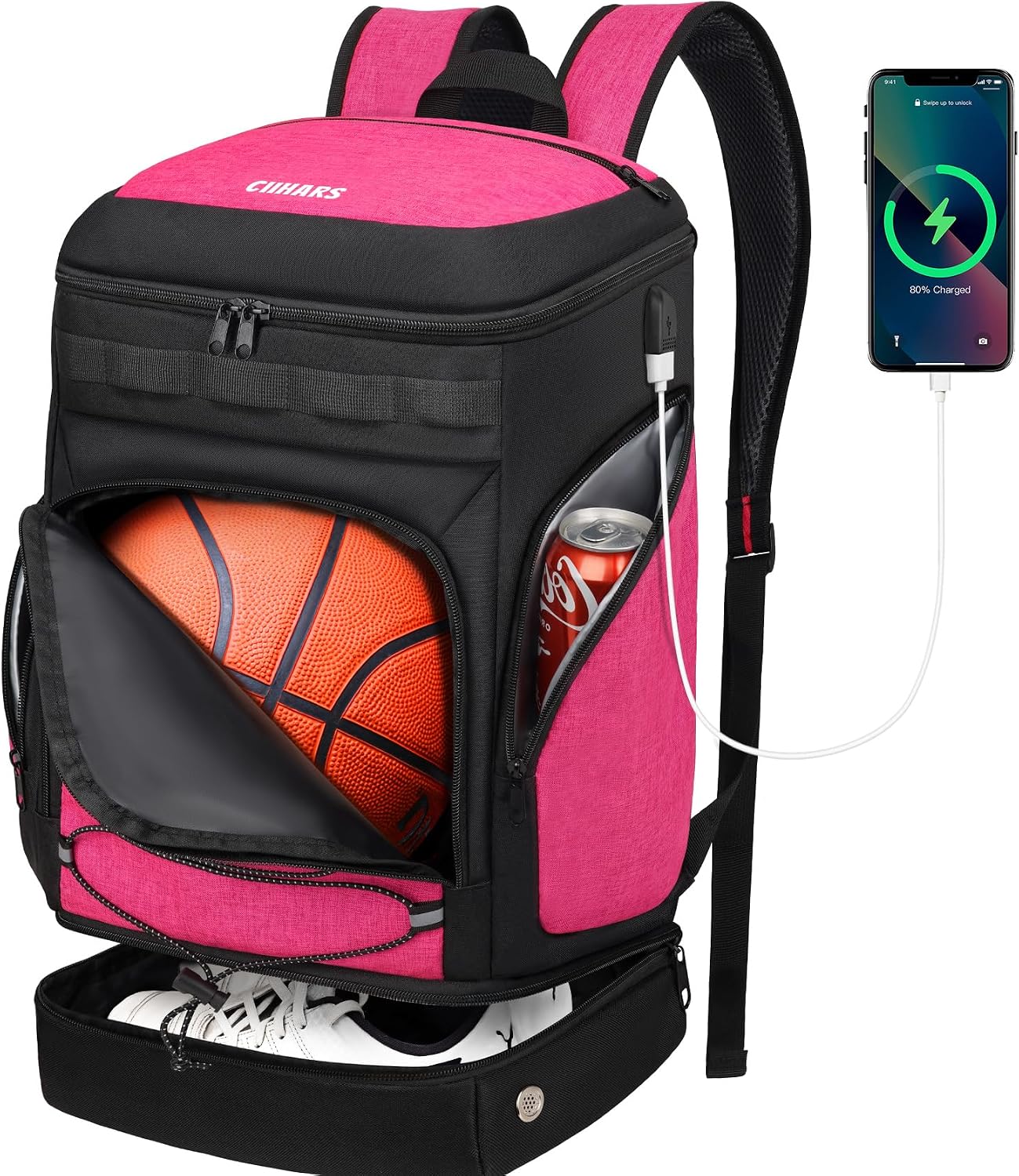 Basketball Backpack Bag Large Sports Bag with Separate Ball holder & Shoes compartment, Best for Basketball, Soccer,Volleyball,Gym