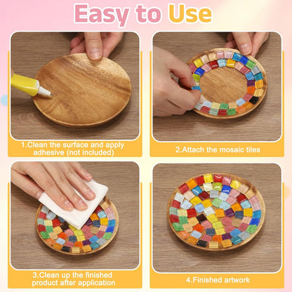 uxcell 300Pcs Glass Mosaic Tiles, 300g Square Crystal Mosaic Glass Crafts Supplies Ceramic Tiles for Crafts Bulk Picture Frames Flowerpots Home Art Decor (0.4 x 0.4 Inch, Peach)