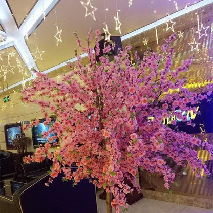 10PCS Artificial Cherry Blossom Flower Branches, 25.6 Inch Silk Spring Peach Blossom Bouquet Fake Flower Stems Arrangement for Wedding Home Decoration (Yellow)