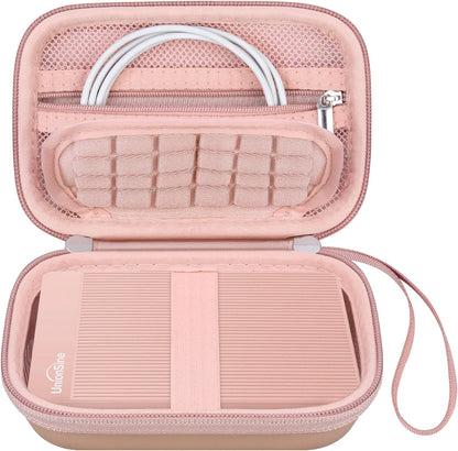 Canboc Hard Case for UnionSine 250GB 320GB 500GB 750GB 1TB 2TB Ultra Slim Portable External Hard Drive HDD, Zipper Mesh Bag fit Flash Drives, USB Cable, SD Card, Rose Gold