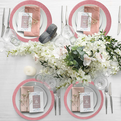 Buryeah 24 Pieces 13 Inch Christmas Round Placemats Circle Woven Place Mats Boho Decor Dining Table Mats Table Scape Hosting Friends for Wedding Birthday Dinner Parties (Pink)
