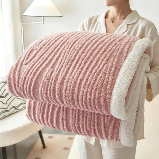 PU MEI Sherpa Throw Blanket for Couch Sofa 60”*80”- Fleece Tufted Fuzzy Soft Cozy Blanket for Bed, Thick Warm Blanket for All Seasons, (Pink)