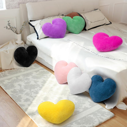 2 Pcs Pink Heart Pillow Decorative Throw Pillows 16-inch Cute Soft Fluffy Heart Shaped Pillows for Women Valentine Anniversary Bed Couch Bedroom Living Room Decor Aesthetic (Light Pink, 16"x13.78")