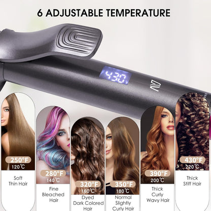 Nycoba Curling Iron, 1 1/4 Inch Hair Curling Wand with Ceramic Coating, Professional Hair Curler, Fast Heating up to 430°F, Wide Voltage for Worldwide, 60 Mins Auto Off, Pink