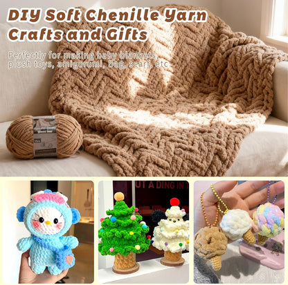 Chunky Yarn for Crocheting - Chenille Yarn for Knitting - Super Soft Bulky Blanket Yarn for Crochet Blanket, Amigurumi, Scarves, Hat, Velvet Plush Fluffy Yarn 200g/76.6yds Each Skein (1, Pale Pink)