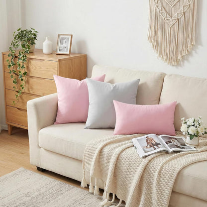 Thmyo 2 Pack Cotton Lumbar Comfortable Solid Decorative Throw Pillow Covers Rectangle Cushion Cover Sublimation Blank Pillowcase DIY Pillowcases for Sofa Couch Bed Car, 12x20inch/30x50cm