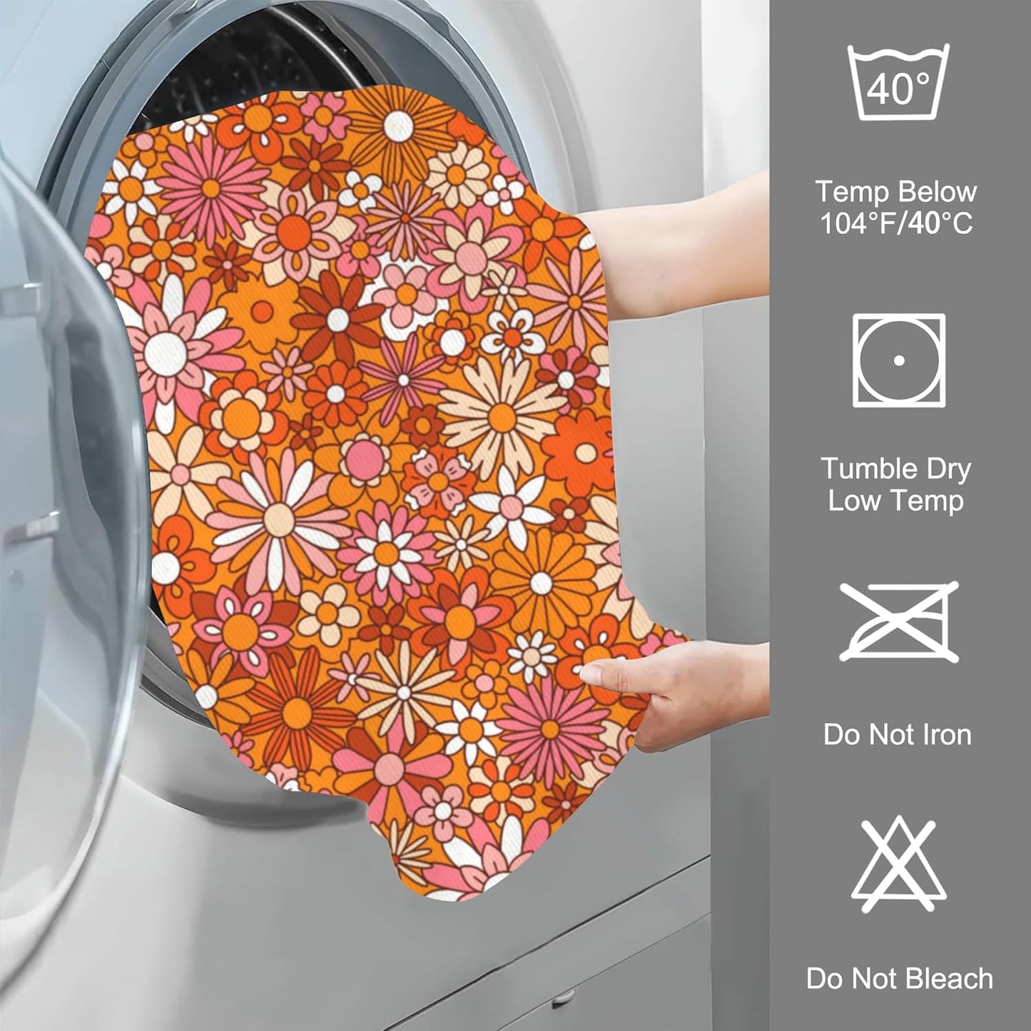 Orange and Pink Flowers Hand Towel for Bathroom Set of 2 Hand Bath Towels Soft Absorbent Decorative Towels for Bathroom Kitchen Yoga Home Decor 14 x 28 in