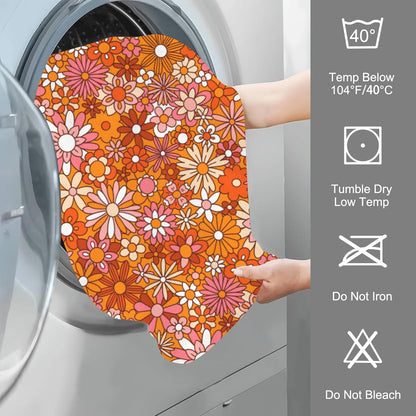 Orange and Pink Flowers Hand Towel for Bathroom Set of 2 Hand Bath Towels Soft Absorbent Decorative Towels for Bathroom Kitchen Yoga Home Decor 14 x 28 in