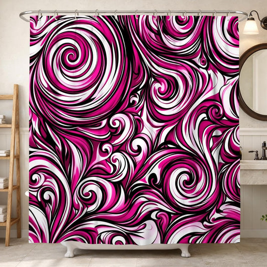 Swirls Shower Curtain, Abstract Modern Curves Lines None Peach Waterproof Fabric Design Print Bath Curtains Decor for Bathroom Guest Room 72x78 Inch