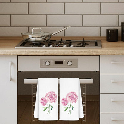 Pink Hydrangea Flowers Floral Kitchen Towels Set of 2 - Flowers Decorative Hand Towels for Bathroom, Pink Hydrangea Decor Dish Towels for Kitchen, Floral Hand Towels, 16x24
