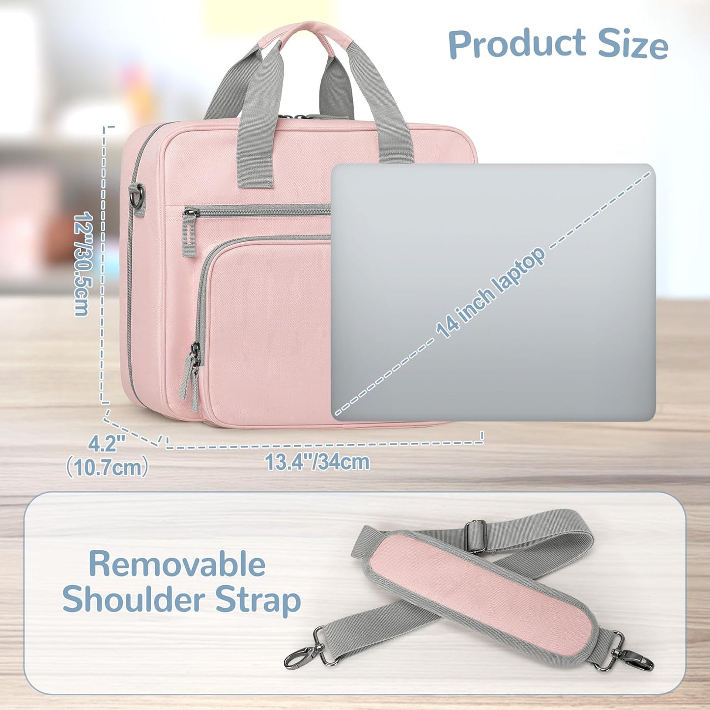 Yarwo 3 Ring Zipper Binder with Pencil Pouch, Expanding File Organizer with Padded Sleeve Fit for 14 Inch Laptop, Portable Document Organizer Bag for Home, College, Office Supplies, Pink