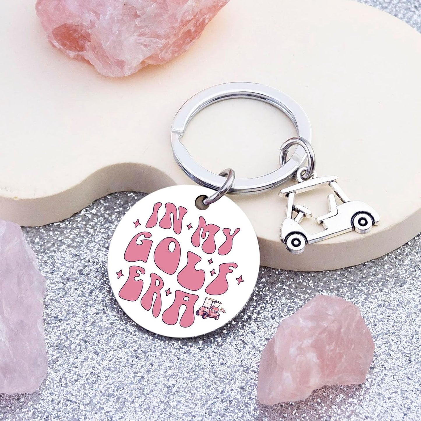 Funny Golf Gifts for Women Golf Cart Keychain Pink Gifts for Golfers Women Golfing Accessories for Ladies Girls Golf Themed for Birthday Christmas Gift for Golfers Stocking Stuffers for Adults