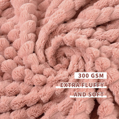 FY FIBER HOUSE Fleece Throw Blanket for Couch 300GMS Super Soft Plush Fuzzy Blankets and Throws for Sofa Bed Office, 40x50 Inches, Pink