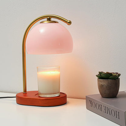 FCTWAKS Mid Century Pink Glass Candle Warmer Lamp with Timer & Dimmer, Mothers Day Birthday Gifts for Women Mom, House Warming Gifts New Home, Wax Warmer Lamp for Bedroom Decor with 2 Bulbs