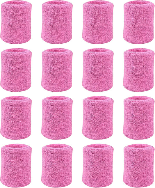 8 Pairs Sports Wristbands, Wrist Sweatbands for Men & Women, Stretchy & Sweat Absorbing Cotton Terry,Perfect for Basketball, Football, Tennis, Soccer, Running & Working Out (8Pairs)