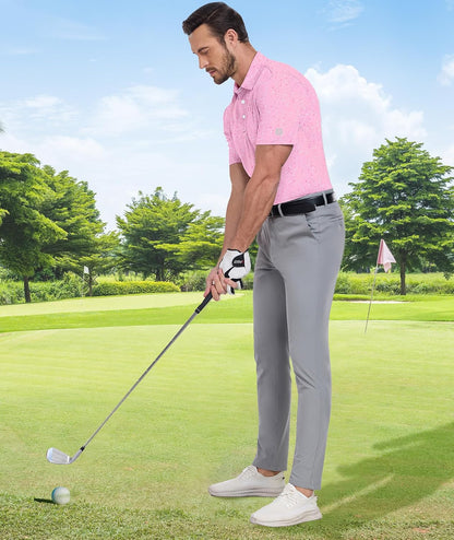 ZITY Mens Golf Shirt Short Sleeve Moisture Wicking Performance Daily Casual Print Patterns Collared Golf Polo Shirts for Men