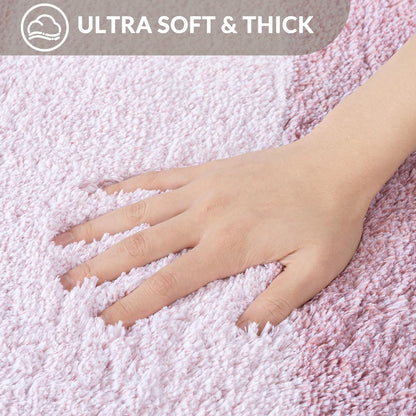 Exclusivo Mezcla Toilet Rugs U-Shaped 20x24, Extra Soft Non Slip Absorbent Microfiber Bath Rugs, Machine Washable Quick Dry Bath Mats for Toilet, Gradient Pink