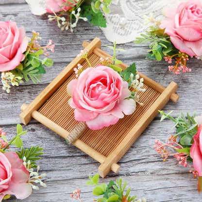 Sherr 36 Pcs Wedding Rose Boutonnieres for Men Wedding Groomsmen Artificial Corsage Groom Boutonniere Artificial Faux Flower for Prom Ceremony Party Rustic Marriage (Peach Pink)