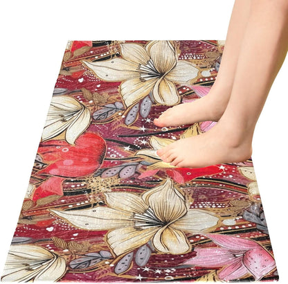 J JOYSAY Flowers Floral White Pink Bathroom Rug Mat Soft Absorbent Bath Rug Carpet Non Slip Quick Dry Bath Mats for Bathroom Shower Bedroom Living Room Kitchen 39"x20"