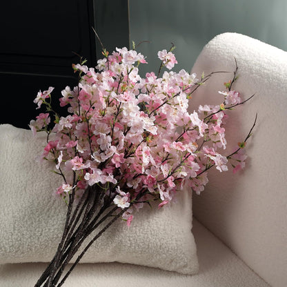 Artificial Cherry Blossom Branches 27.6In Silk Cherry Blossom Branches Long Stem Artificial Flowers for Tall Vase, for Home Decor, Weddings Decor, Parties & Festival Gifts 8PCS ，Pinkish White