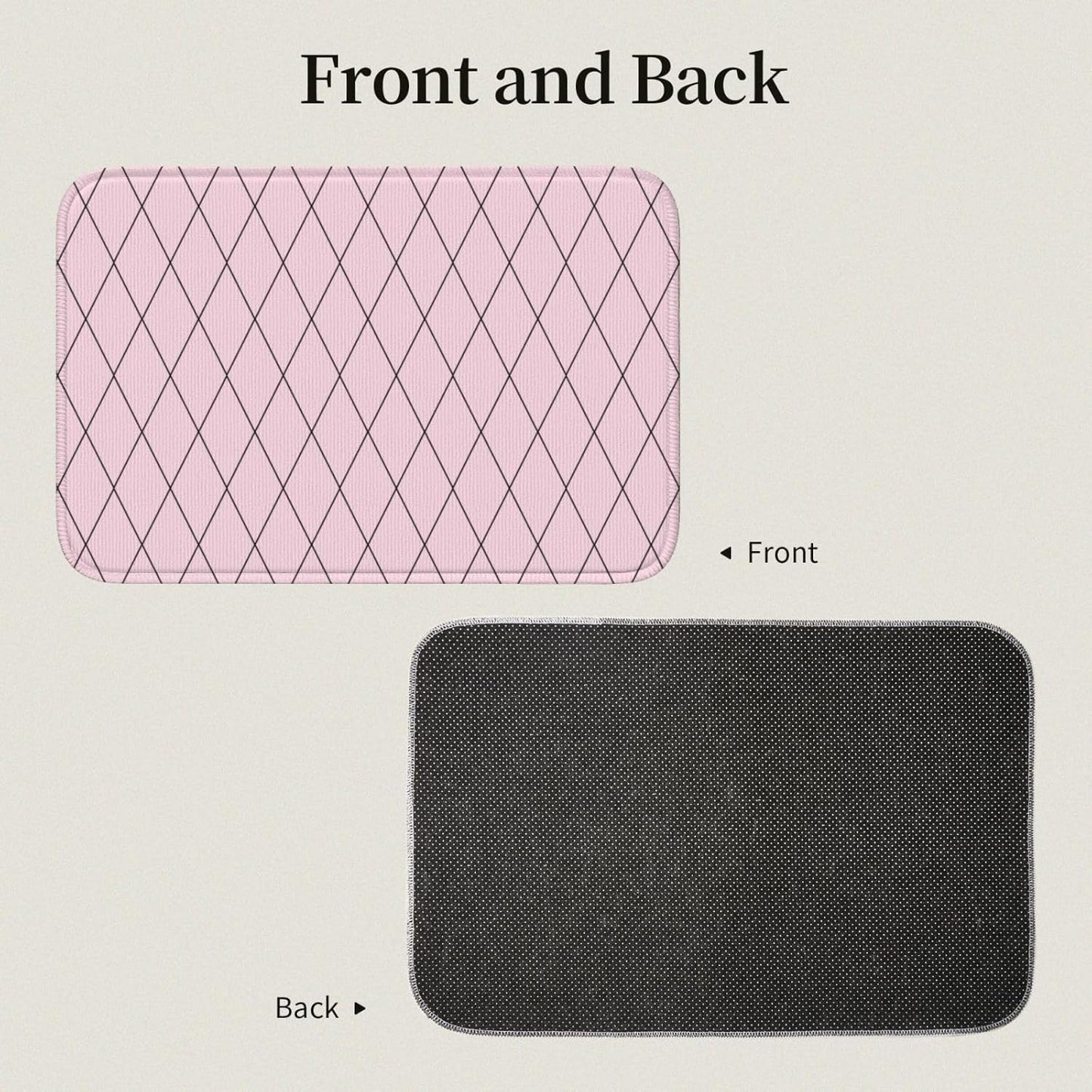 Checkered Pink Pattern Print Bathroom Rugs 24x16 Inches, Small Bathroom Bath Rugs Non Slip Washable, Soft Absorbent Bath Mat Shower Mat Outside Shower