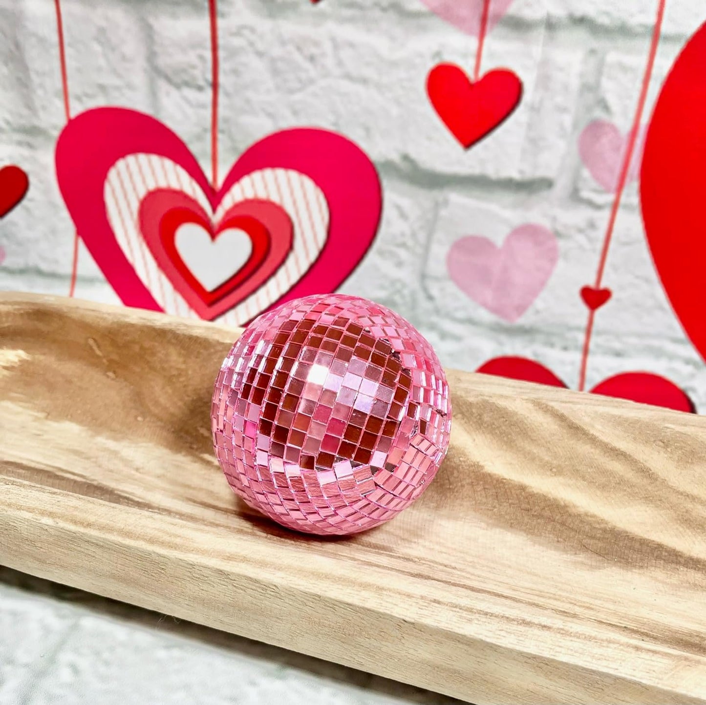 Pink Mosaic Mirror Ball | 3.5” Acrylic Disco Ball Ornament | Decorative Bowl Filler or Centerpiece Accent | Larger Than Baseball