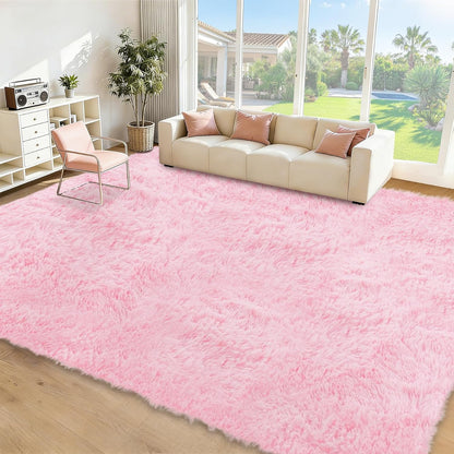 8x10 Area Rugs for Living Room: Soft Pink Fluffy Rug Shag Washable Rug Plush Fuzzy Indoor Carpet for Bedroom Nursery Playroom Girls Boys Kids Room (Pink, 8'x10')