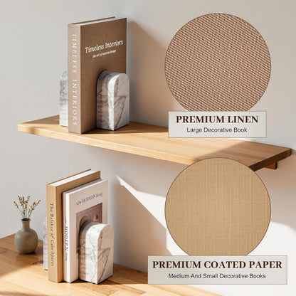 JARLINK Beautiful Decorative Books, Set of 3 Stackable Fake Books for Coffee Table, Shelf & Mantel Decor - Modern Home Decoration W/Hidden Storage for Photos, Keepsakes & Living Room Styling, Oatmeal