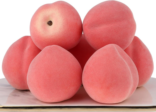 Gresorth 6pcs Artificial Peach Decoration Fake Fruit Ornament Lifelike Realistic Fruits Display Home Party Decorative Model Props