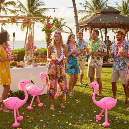 Yaomiao 6 Pieces Flamingo Pool Party Decorations, 22'' Inflatable Pink Flamingos Props Toys for Tropical Hawaiian Luau Birthday, Bachelorette Summer Beach Pool Decor, Yard Lawn Party Supplies