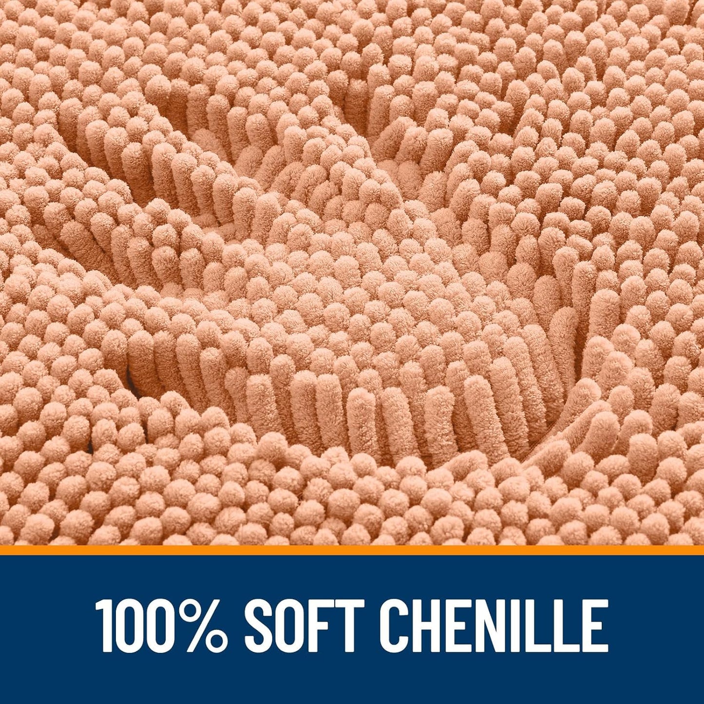 OLANLY Small Bathroom Rugs 24x16, Extra Soft Absorbent Chenille Bath Rugs, Rubber Backing Quick Dry, Machine Washable Bath Mats for Bathroom Floor, Tub and Shower, Home Decor Accessories, Peach