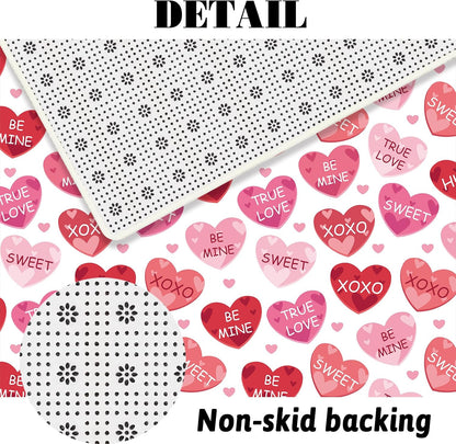 MEHOFOND 4pcs Valentines Shower Curtain Set Pink and Red Conversation Hearts Shower Curtain Sets for Valentine Heart Candy Bathroom Decor Curtains with Non-Slip Rugs Toilet Lid Cover and Bath Mat