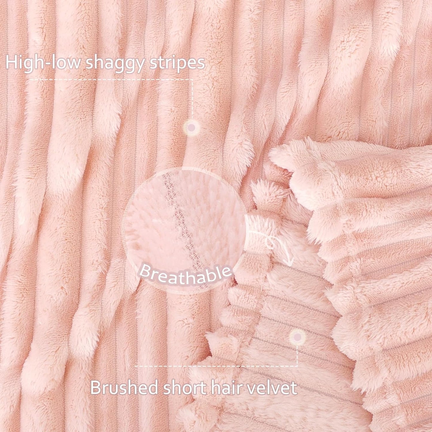 HOMRITAR Pink Baby Blanket for Girls Super Soft Cozy Lightweight Toddler Blankets with Striped Design, Cute Fluffy Fleece Throws for Nursery Crib, 30 x 40 Inches Light Pink