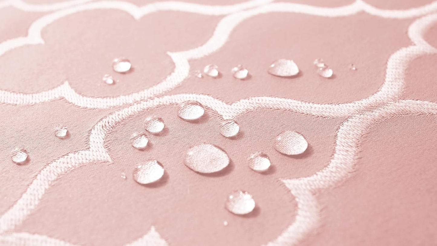 SASTYBALE Pink JacquardTablecloth 52x70 Inch Rectangle | Elegant Damask, Water Resistant Wrinkle-Resistant, Fits 4-6 Seats Mother's Day, Valentine's Day, Wedding & Gatherings