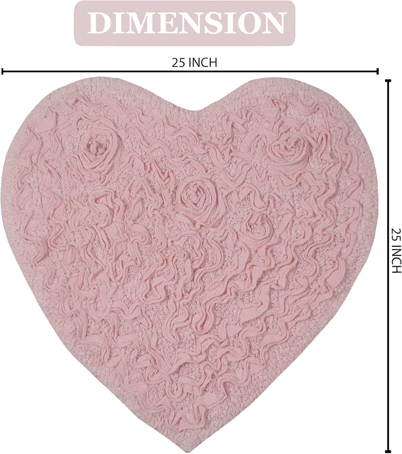 Home Weavers Bell Flower Collection 100% Cotton Tufted Bath Rugs, Extra Soft and Absorbent Bath Rugs, Non-Slip Bath Mats, Machine Washable, Bath Mats for Bathroom Floor and Tub, 25"x25" Heart, Pink