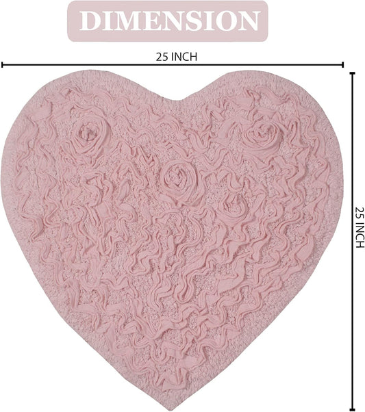 Home Weavers Bell Flower Collection 100% Cotton Tufted Bath Rugs, Extra Soft and Absorbent Bath Rugs, Non-Slip Bath Mats, Machine Washable, Bath Mats for Bathroom Floor and Tub, 25"x25" Heart, Pink