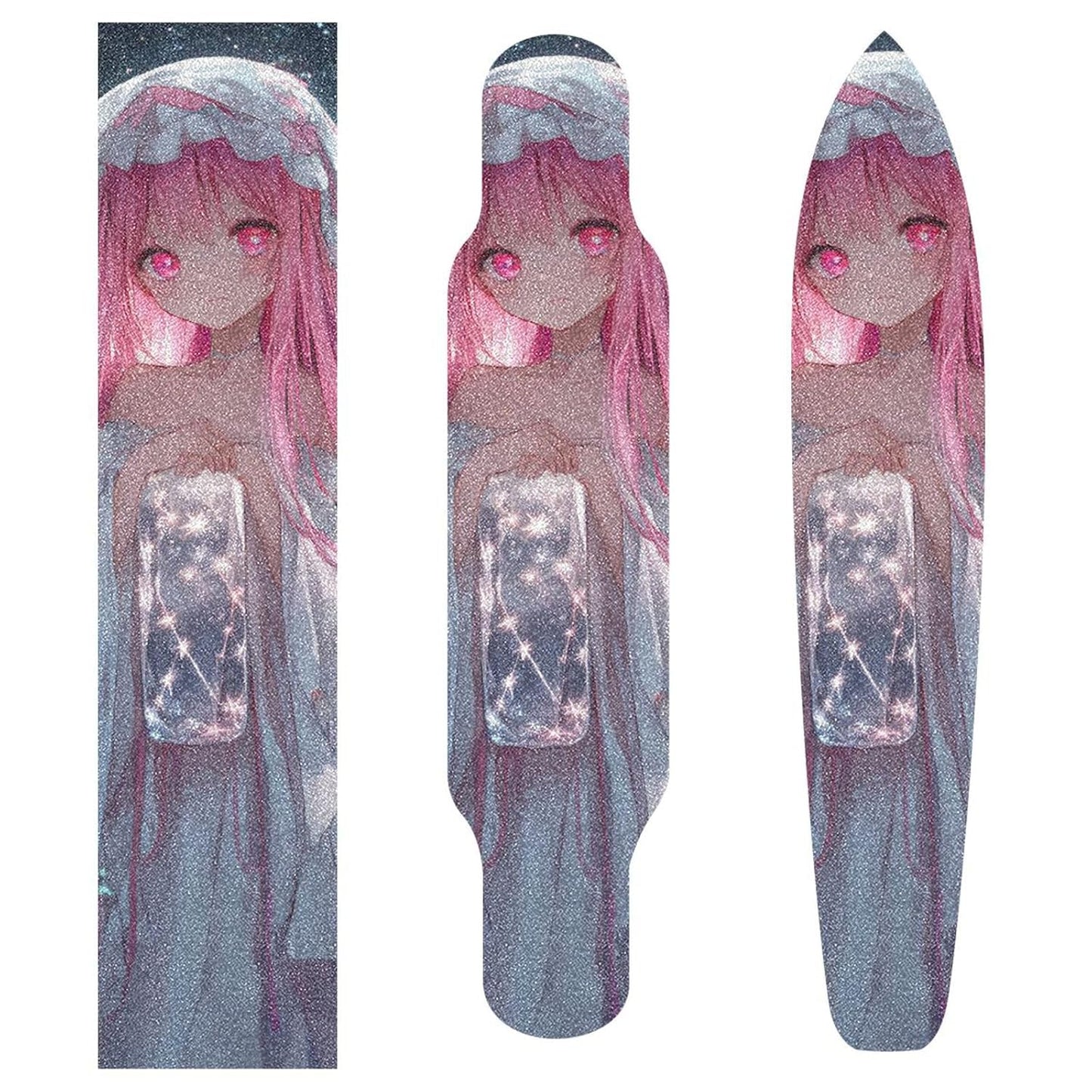 Cute Peach Cartoon Anime Girl Designed Grip Tape Skateboard Decorative Anti-Tearing Anti-Tearing Grip Tape Cruiser Board lija para patineta 33×9 Inch