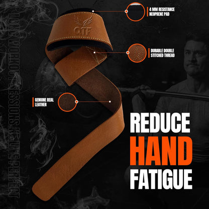 Genuine Leather Lifting Straps, Wrist Assistance for Heavy Pulls, Weightlifting Bodybuilding, Gym, Fitness Accessories, Strength Training, Powerlifting, & Deadlifts