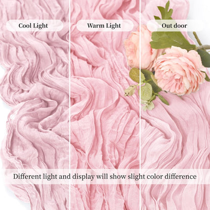 10 Pack Light Pink 17 x 108 Inch Cheesecloth Table Runner - Boho Gauze Sheer Fabric for Wedding Baby Shower Party Home Decor