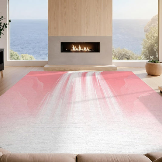 Design&I 5'x7' Easy Clean Abstract Wave Accent Rug, Pink for Small Living Room, Playroom, Bedroom, Sleek Flatweave Pet Friendly & Non-Slip Built-in Grip Floor Covering | 2174239