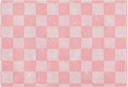 ALAZA Pink Checkered Racing Check Bath Mat for Bathroom Rugs Rectangle Carpet for Shower, Fluffy Absorbent & Machine Washable